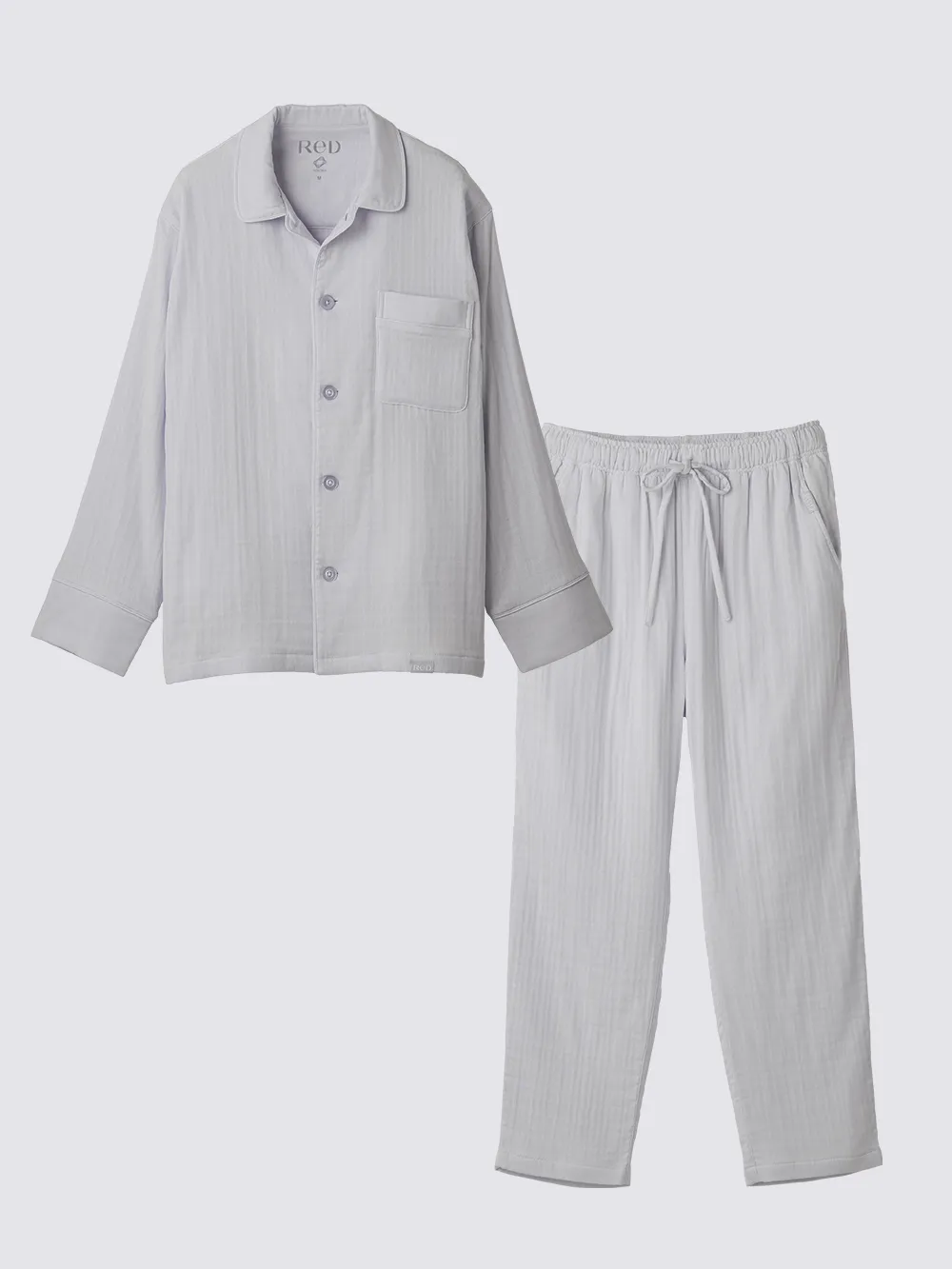 ReD バイタルテック スリープ オーガニックコットンパジャマ長袖ロングパンツセット ライトグレー L