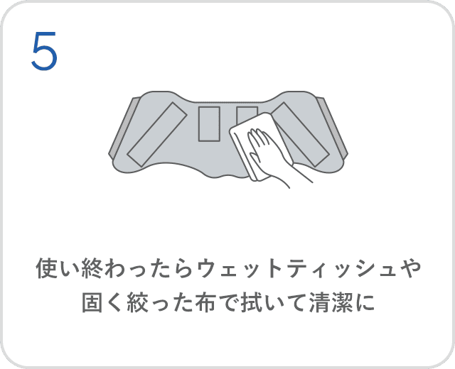 使いわたらウェットティッシュや固く絞った布で拭いて清潔に