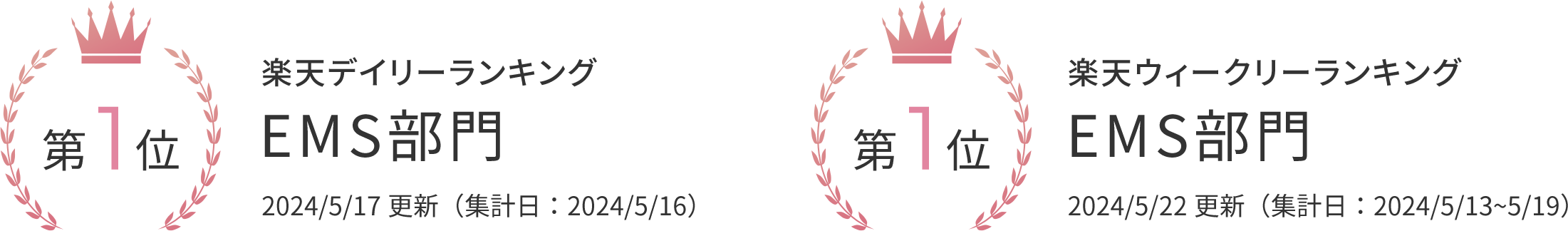 楽天デイリーランキングEMS部門1位　ウィークリーランキングEMS部門1位